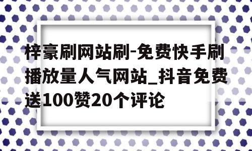 快手刷播放网址免费_快手刷播放网址免费版